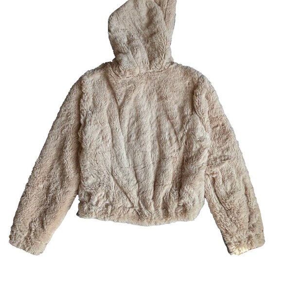 Ambiance Outerwear - Fluffy Faux Fur Hoodie Jacket - Cream/Light Tan - M - Picture 3 of 13